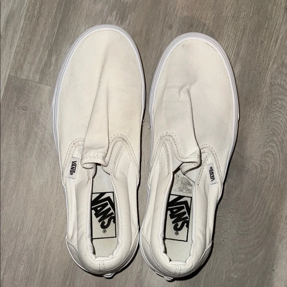 Vans Classic White Canvas Slip-Ons